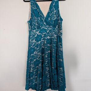 Elegant Teal Lace Dress